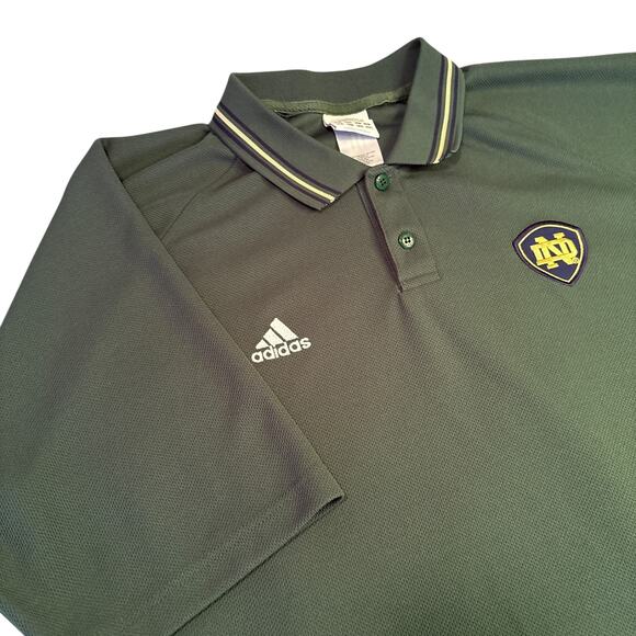 Adidas Notre Dame Football Golf Polo Green Shirt Sz XL - Picture 1 of 6